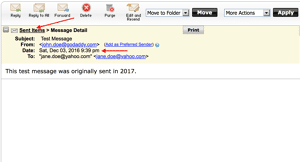 Email message with altered date